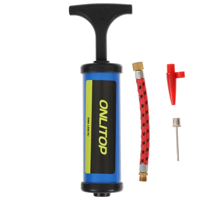 Насос для мячей ONLYTOP, 17 см, 2 насадки, шнур, цвета МИКС Насос для мячей ONLYTOP, 17 см, 2 насадки, шнур, цвета МИКС