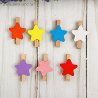 Набор прищепок в деревянной коробке &laquo;Звёздочки&raquo;, набор 50 шт.