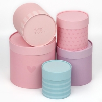 Набор круглых коробок 10 в 1, упаковка подарочная, &laquo;With love&raquo;, 10 х 10 - 23,5 х 23,5 см