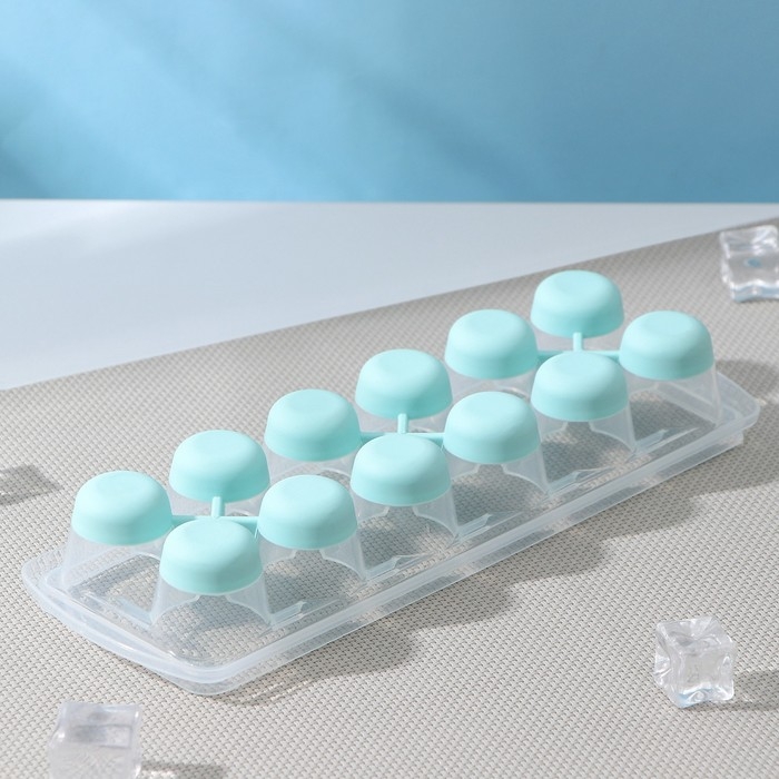 Форма для льда с крышкой и клапаном &laquo;Капля&raquo;, 25&times;8,5&times;4 см, цвет аквамарин