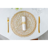 Салфетки сервировочные на стол Доляна &laquo;Паутинка&raquo;, d=38 см, 4 шт, цвет золотой