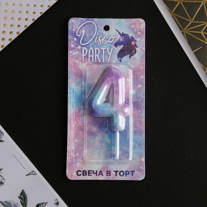 Свеча для торта, цифра &laquo;4&raquo;, 5,5 х 8 см