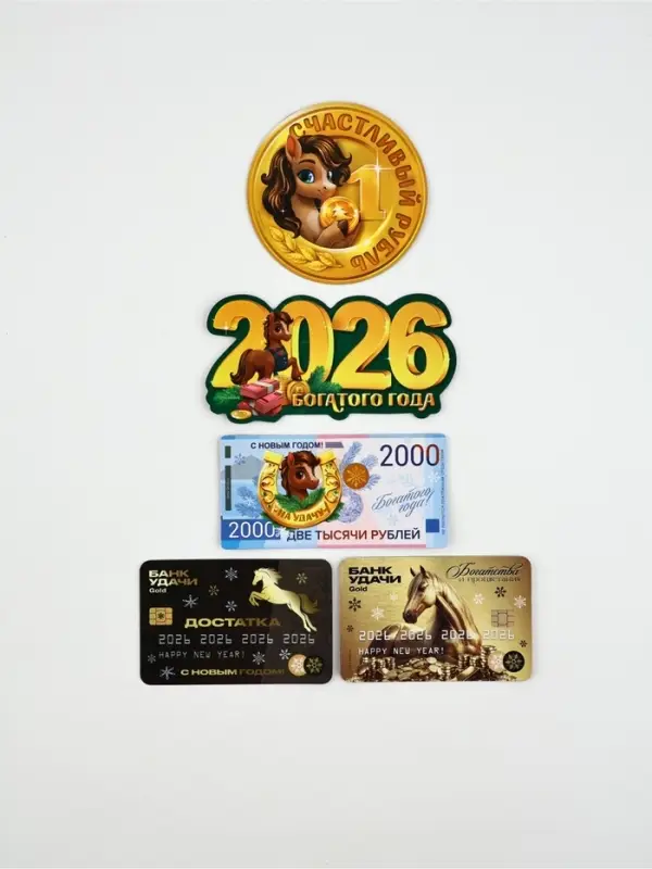 Магнит на холодильник &laquo;Новогодний&raquo;, микс 5 шт.