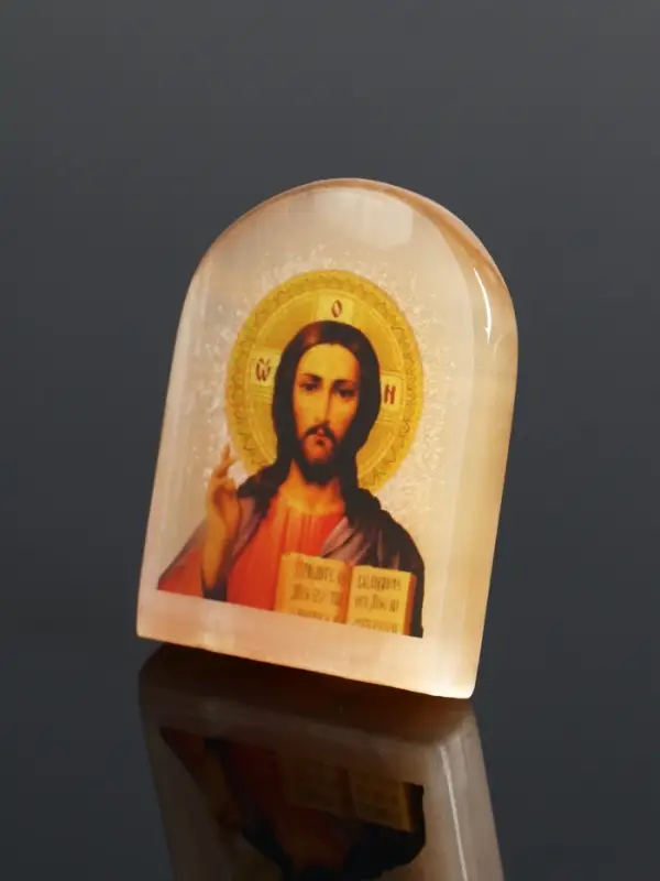 Икона Господь Вседержитель, 6х5 см, селенит