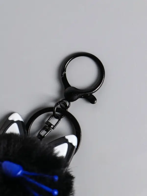 Пушистик на кольце "Чёрный кот" 18х5х5 см