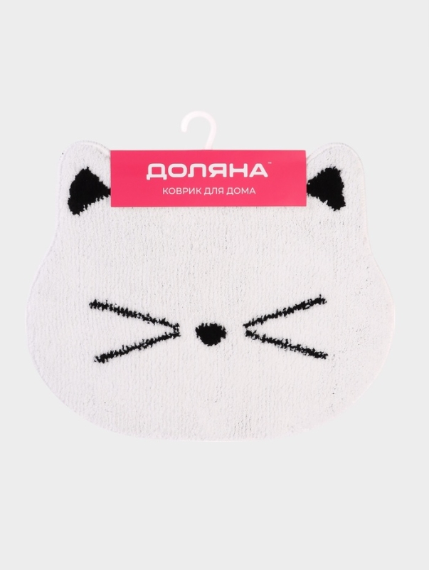 Коврик Доляна White Cat, 50.5&times;61 см, ворс 1.5 см, микрофибра, белый