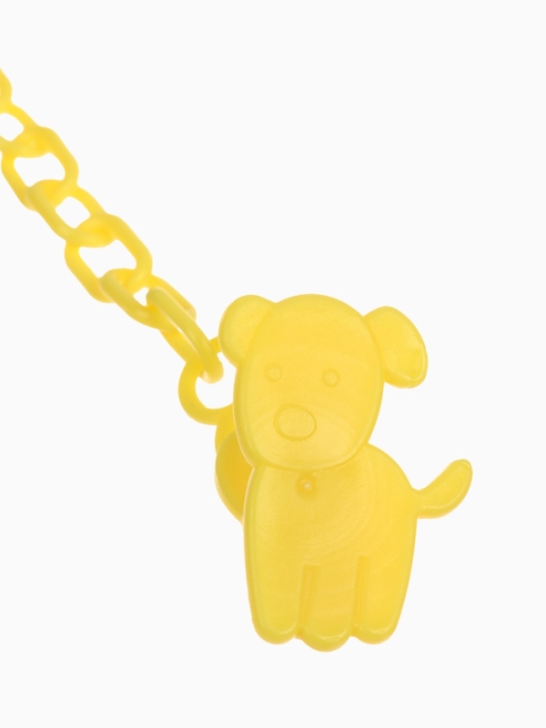 Пустышка классическая, с держателем, +0мес., цвет зеленый/желтый