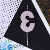 Свеча для торта, цифра &laquo;3&raquo;, розовая, 10 х 4 см