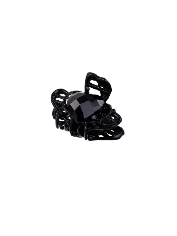 Крабик для волос &laquo;Чёрные кружева&raquo;, сердечко, 2.5 см, чёрный