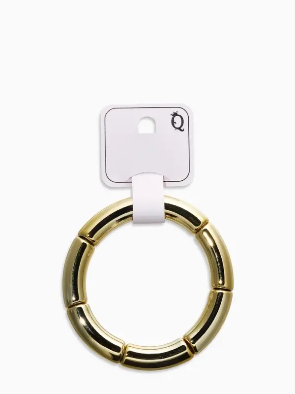 Браслет пластик на резинке "Стиль" гладкий, цвет золото