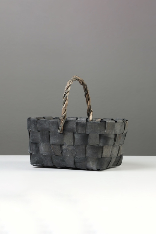 Корзина плетёная, 22&times;15&times;12 см, ручка h=12 см, ива, серая