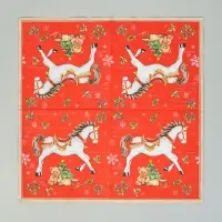 Салфетки бумажные трёхслойные &laquo;Новогодняя лошадка. Красный фон&raquo;, 33х33, 20шт