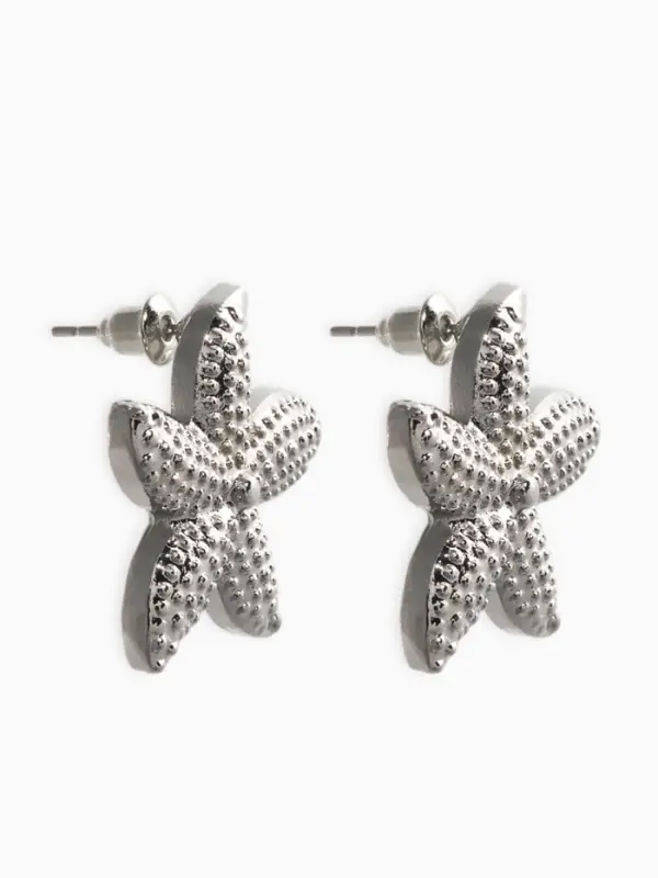 Серьги металл "Морская звезда", цвет серебро