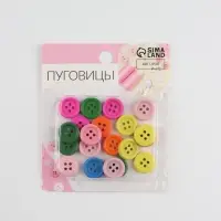 Пуговицы деревянные &laquo;Радуга&raquo;, 4 прокола, d=15 мм, набор 20 шт., разноцветные