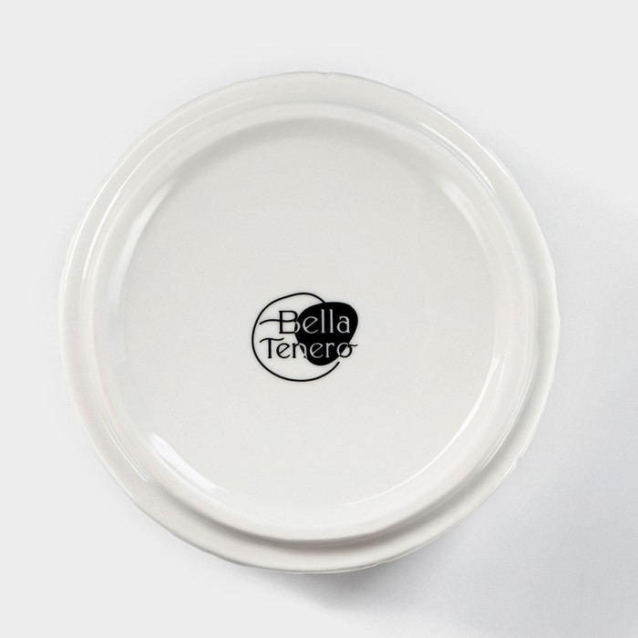 Банка для хранения сыпучих продуктов BellaTenero &laquo;Листья&raquo;, 330 мл, d=10 см, с бамбуковой крышкой, фарфоровая, цвет белый