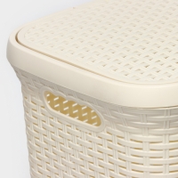 Корзина бельевая с крышкой, 60 л, 34&times;44&times;56 см, цвет слоновая кость