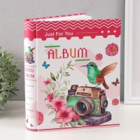 Фотоальбом на 100 фото 10х15 см "Камера и колибри" серебро, в коробке МИКС 5,5х20.8х26 см