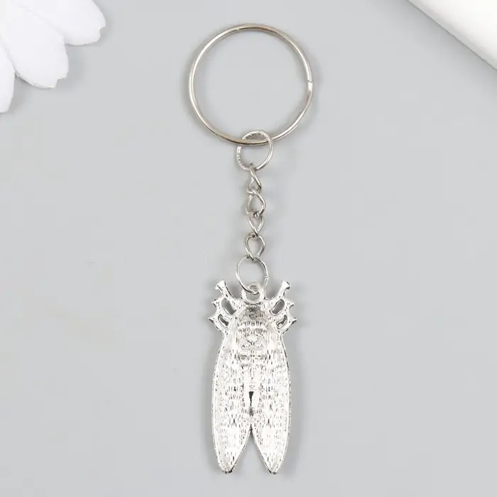 Брелок металл "Цикада" серебро 1,5х3,6 см