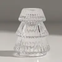 Подсвечник стекло "Ёлочка гофре" прозрачный d=2,2 см 6х6х8 см