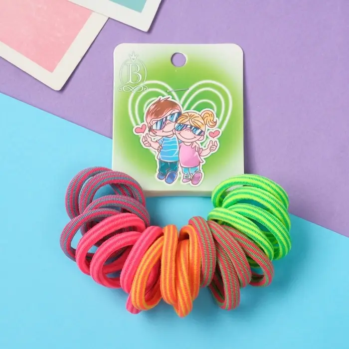 Резинка для волос "Амурные дела" (набор 20 шт) любовь, 2,5 см, полоски