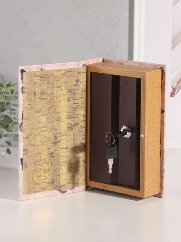 Сейф-книга дерево кожзам "Синие бабочки" 21х13х5 см