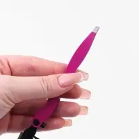 Щеточка и пинцет д/бровей и ресниц складная 10,5см металл/пластик МИКС пакет QF