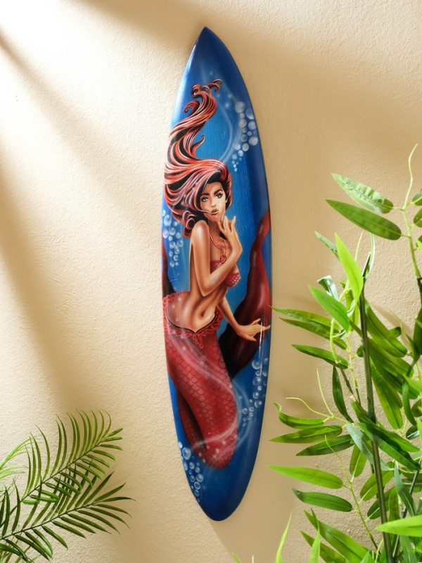 Панно "Доска для сёрфа "Русалка" дерево 80х21 см
