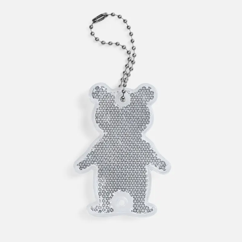 Пешеходный светоотражатель с цепочкой &laquo;Мишка&raquo;, белый