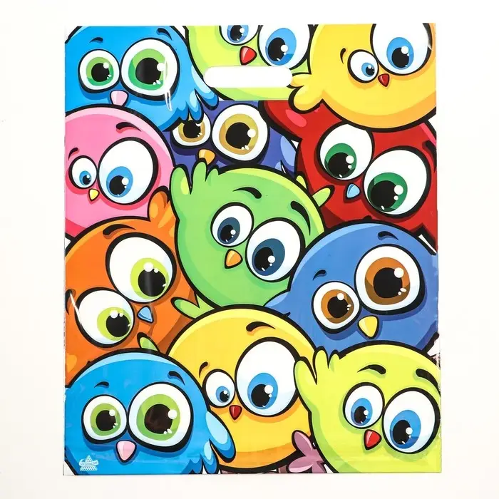 Пакет &laquo;Забавные птички&raquo;, полиэтиленовый с вырубной ручкой, 38&times;45 см, 60 мкм