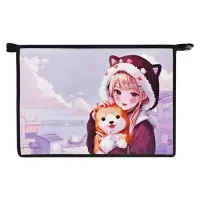 Папка для труда, А4, пластиковая, 32.5&times;23&times;10 см &laquo;Девочка с песиком&raquo;