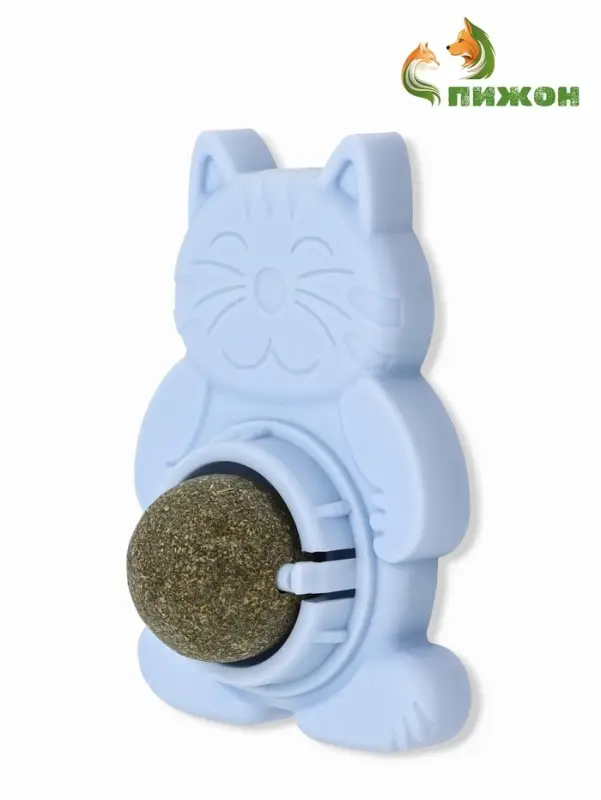 Игрушка для кошек из кошачьей мяты "Большой Кот" на основании, 4,5х6х6 см, синий