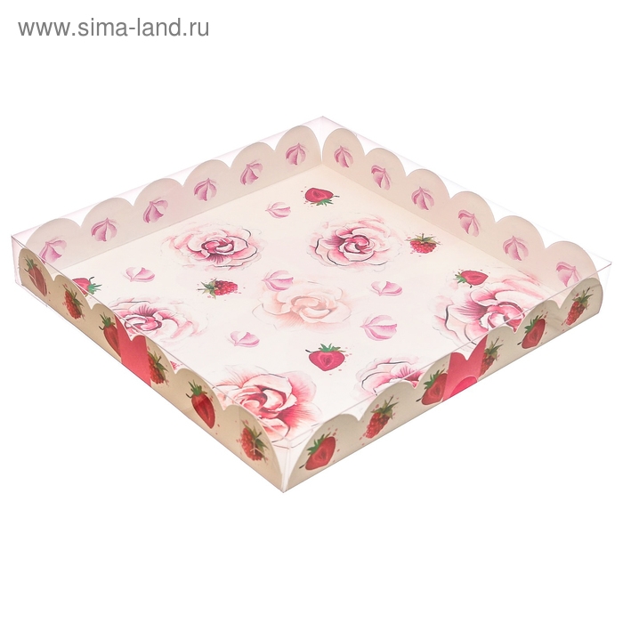 Коробка для печенья, кондитерская упаковка с PVC крышкой, &laquo;Сладости в подарок&raquo;, 21 х 21 х 3 см