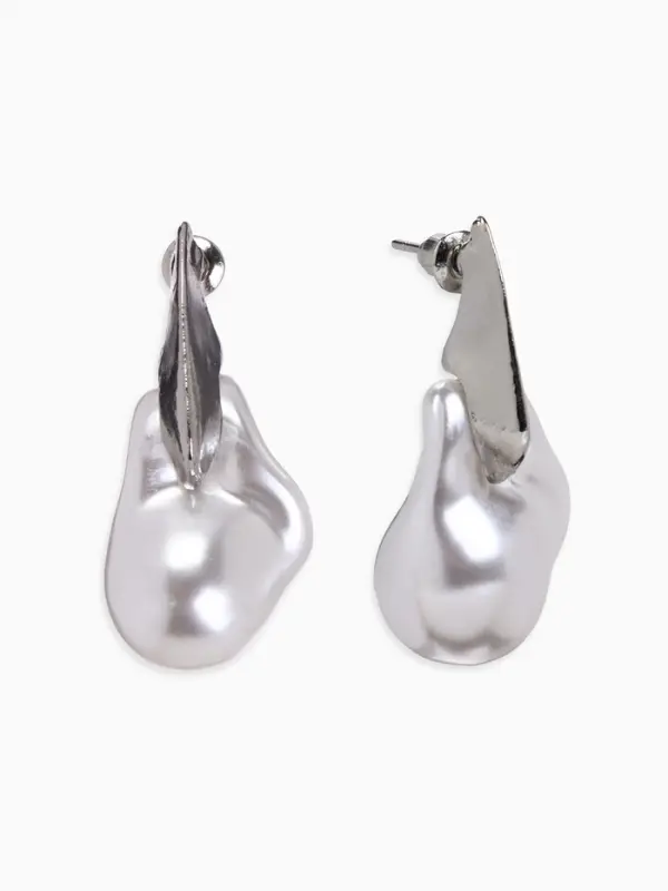 Серьги жемчуг "Капля борроко", цвет белый в серебре