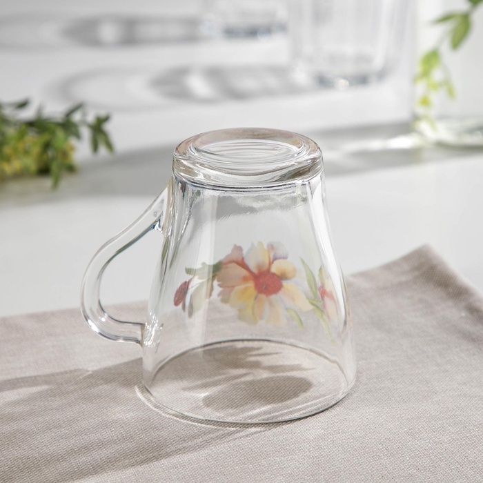 Кружка стеклянная &laquo;Акварельные цветы&raquo;, 250 мл, рисунок МИКС