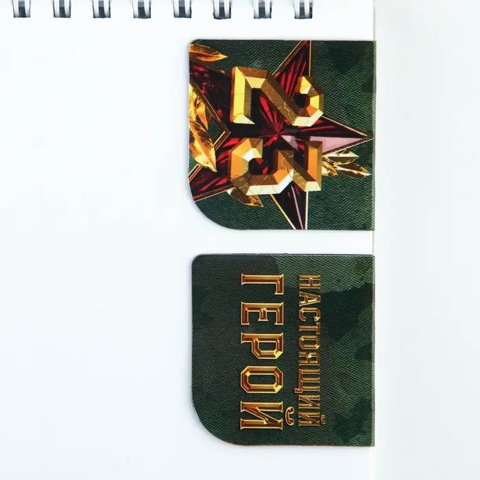 Магнитные закладки для книг, 2 шт., 4&times;4 см, на подложке &laquo;23 февраля: Настоящий герой&raquo;