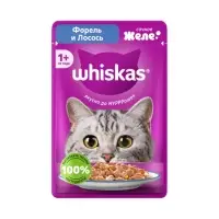 Влажный корм Whiskas для кошек, желе форель/лосось, 75г