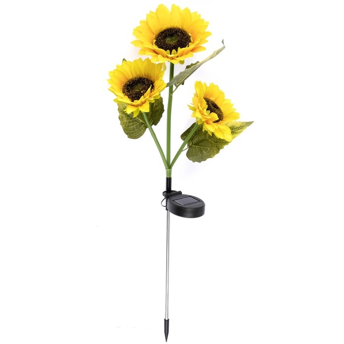 Садовый светильник на солнечной батарее &laquo;Подсолнухи&raquo;, 70 см, 30 LED, свечение тёплое белое