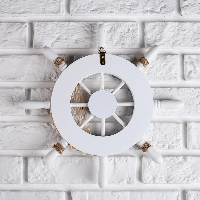 Декор интерьерный &laquo;Штурвал&raquo; на стену, бело-синий, 32 х 32 х 2 см