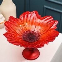 Блюдо сервировочное на ножке &laquo;Маки&raquo;, d=30 см, цвет красный