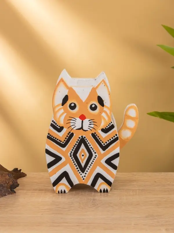 Подставка под ручки "Котик" албезия 12х8х15 см