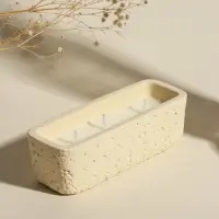 Свеча в вулканическом подсвечнике "Ящик" 3 хлопковых фитиля, белая 5,2х15х4,7 см