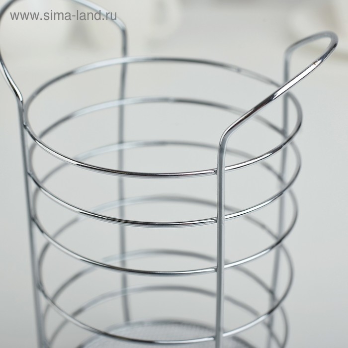 Сушилка для столовых приборов Доляна, 10&times;10&times;18 см, цвет хром