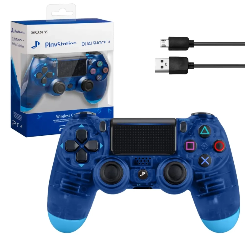 Джойстик PS4 DualShock беспроводной A прозрачный синий