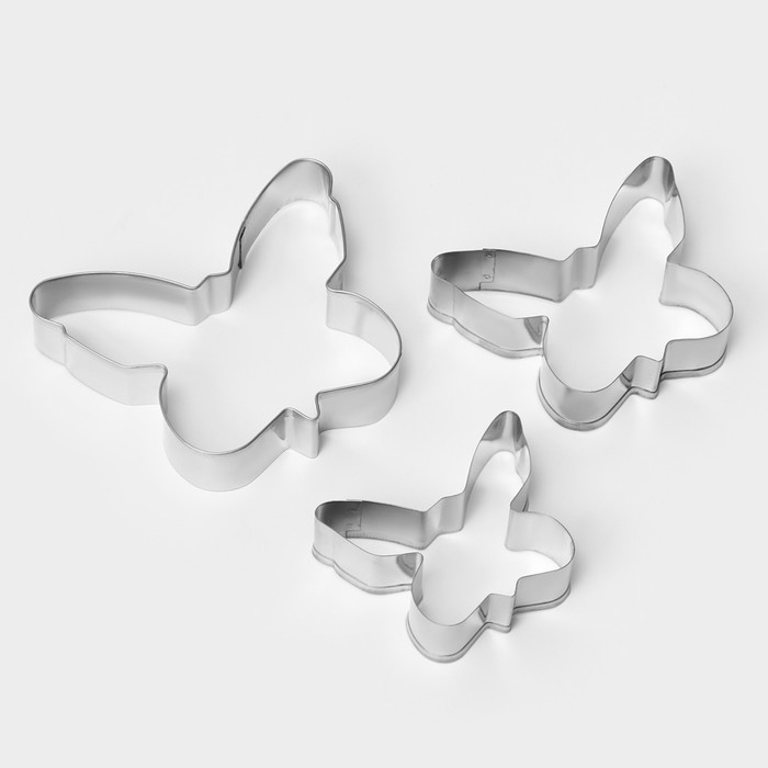 Набор форм для печенья Доляна &laquo;Бабочка&raquo;, 3 шт, цвет серебристый