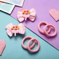 Набор для волос "София" (4 резинки, 2 зажима) бантик карамельки, розовый