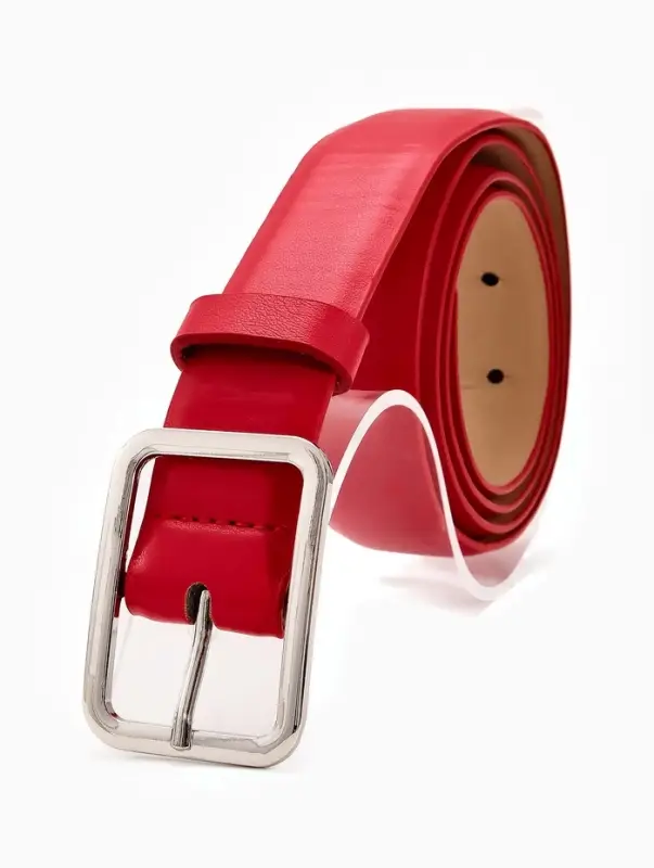 Ремень жен 05-01-02-01, Июнь2505, 3*0,3*110 см, без винта, пряж мат металл, 1 прокол, красн   109031