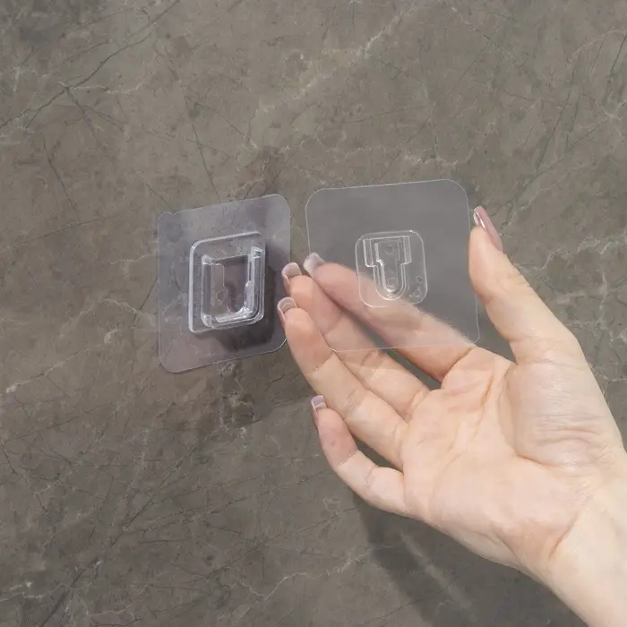 Крючок держатель самоклеящийся Доляна, 2 детали, 5.7&times;5.7&times;1 см, прозрачный