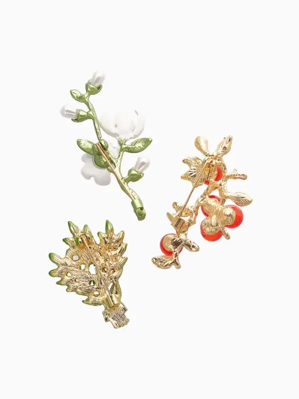 Набор брошей "Цветы" брусника, лаванда, жасмин, цветные