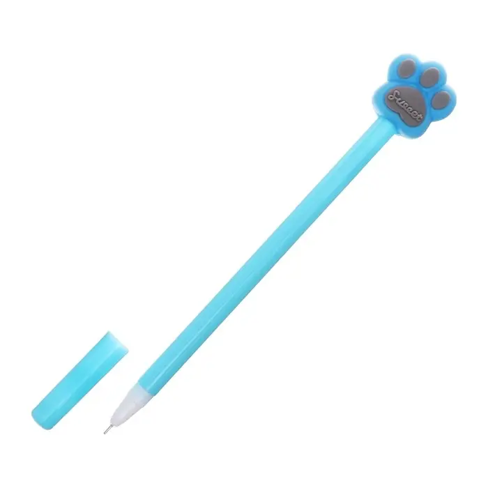 Ручка гелевая-прикол, синий стержень, Кошачьи лапки МИКС