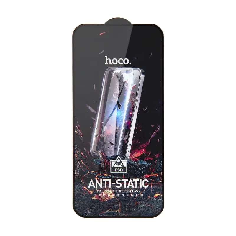 Защитное стекло iPh 15 Plus/iPh 16 Plus Full Screen Anti-Static G10 Hoco Black без уп. (25 шт./уп)